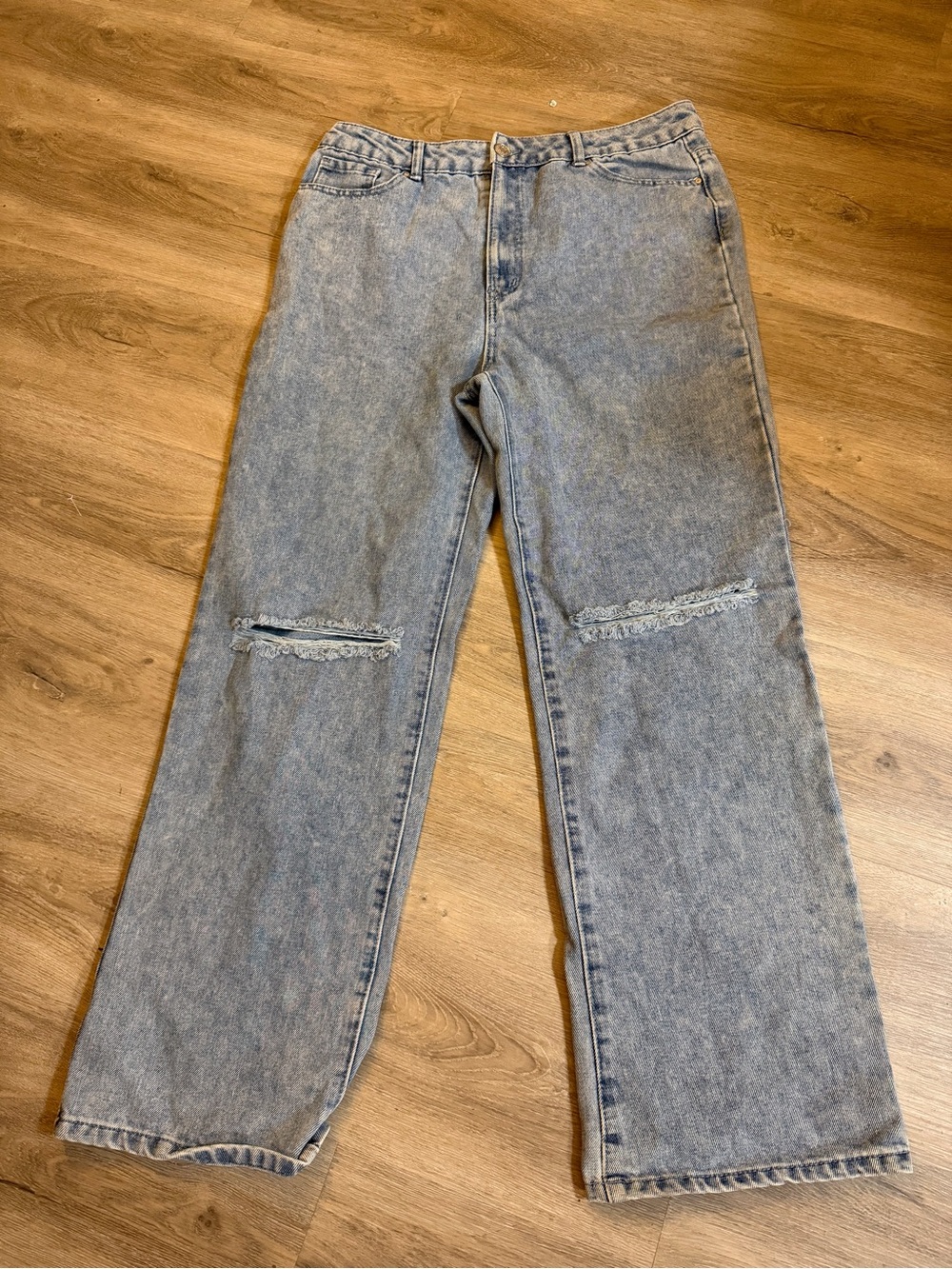 90s Wide Leg Distressed Light Wash Y2K Jeans Size 13
